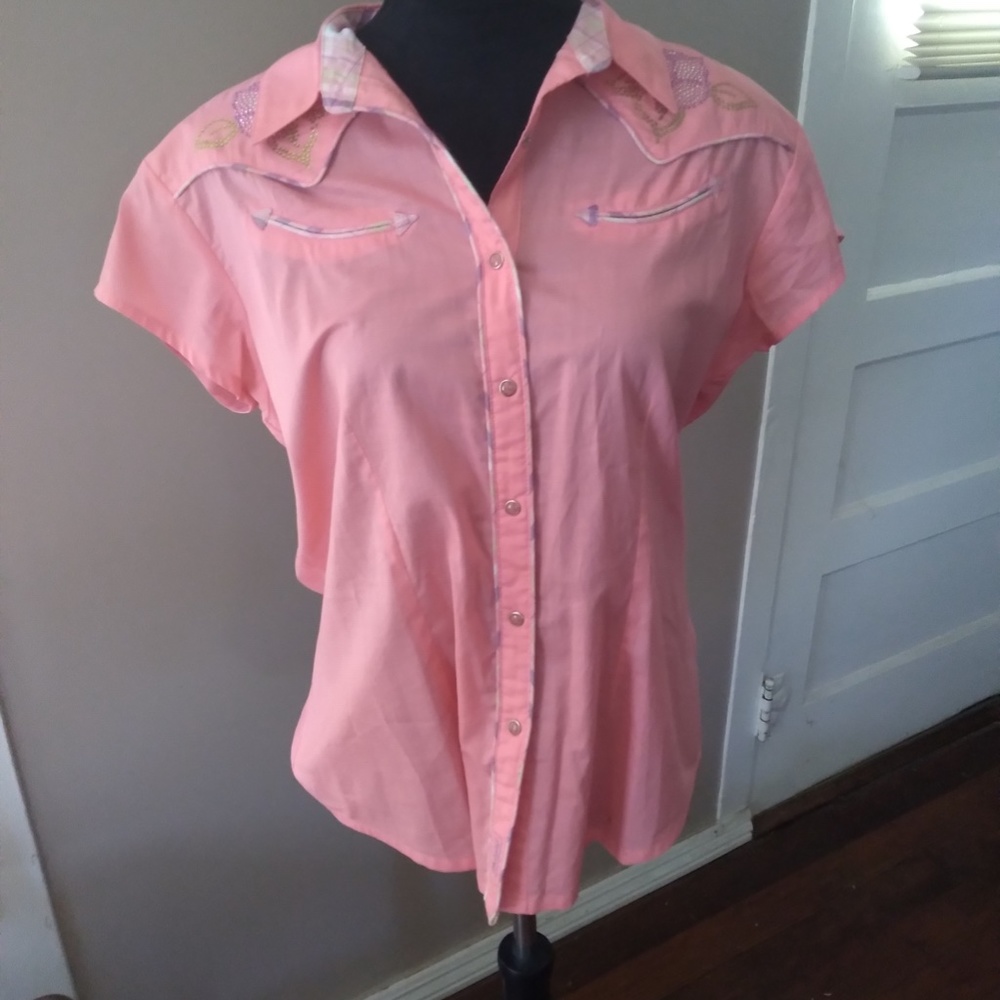 Pink Cotton Top by Wrangler | Size L